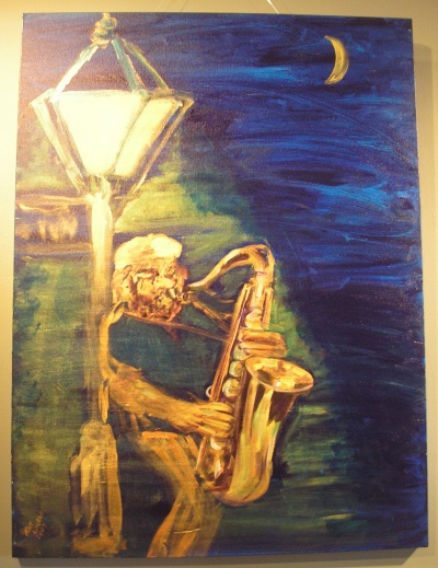 night lampost sax man